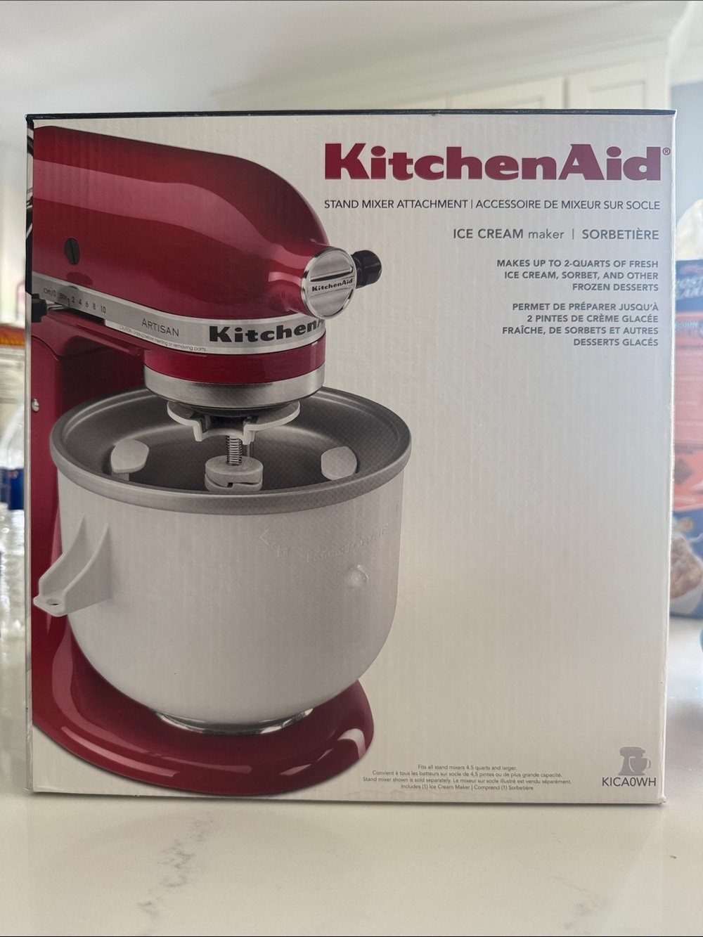 KitchenAid Red Stand Mixer Ice Cream Attachment